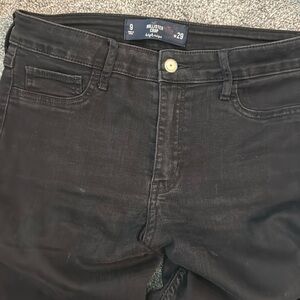 HOLLISTER Crop High Rise Distressed Skinny Black Wash Denim Jeans